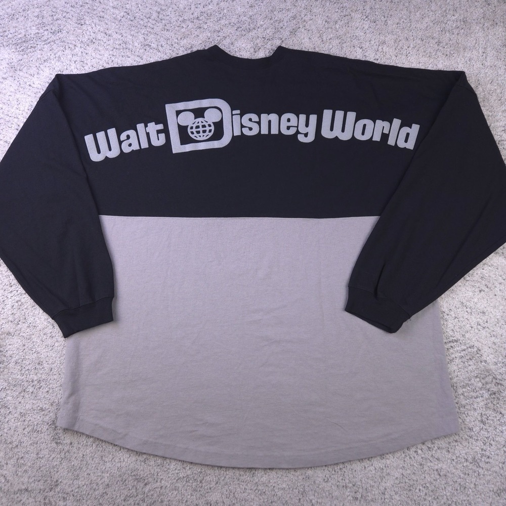 Disney World Spirit Jersey Size XXL Long Sleeve Shirt Black Gray Walt Logo GUC